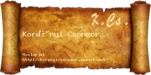 Korényi Csongor névjegykártya